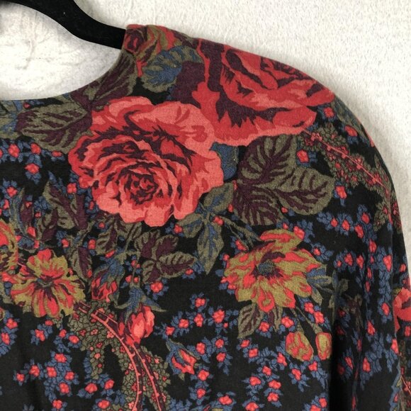 VINTAGE David Warren Dress Womens 12 Black Floral Paisley Made USA Back Zip 80s - Picture 15 of 16
